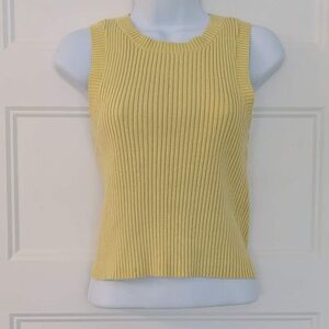By Together Yellow Ribbed Knit Crop Top Size M Sleeveless Cotton Blend Spring